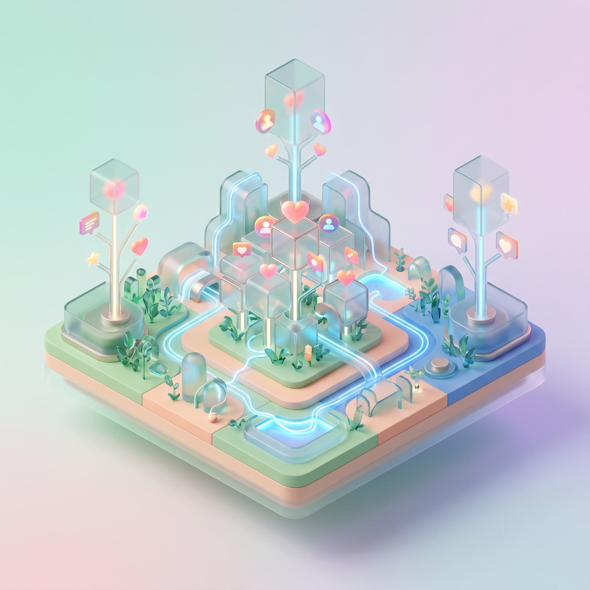 Abstract 3D social network illustration